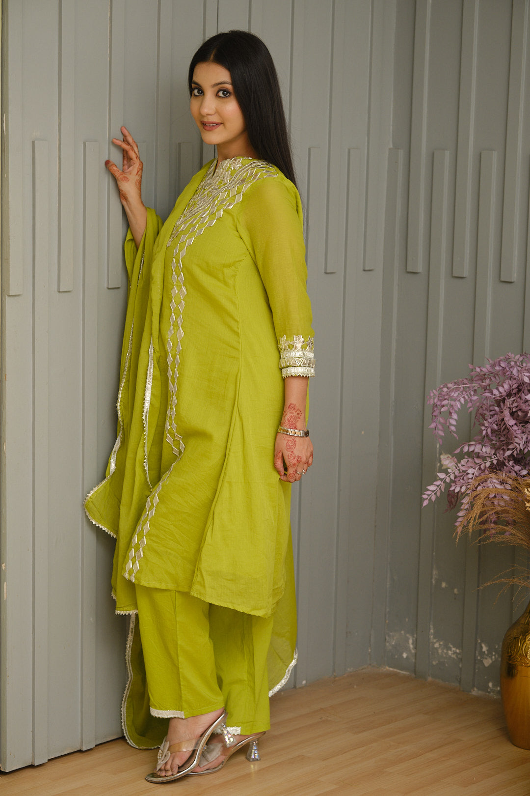Light Green Cotton Kurta Set