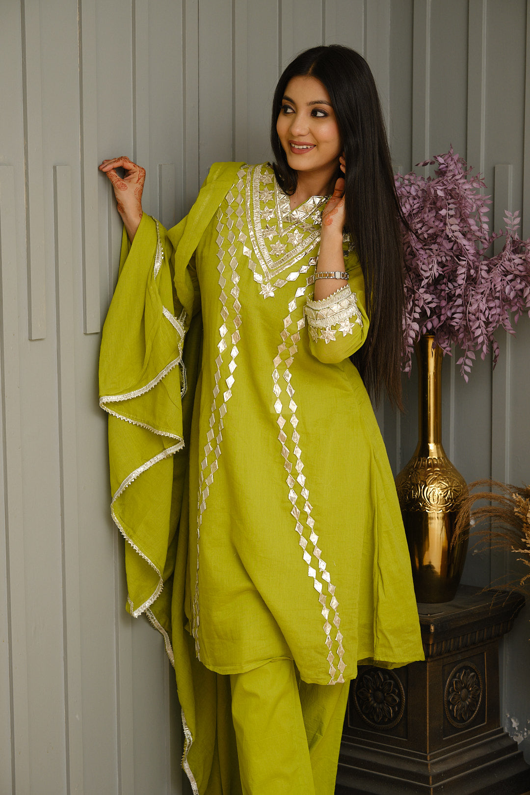 Light Green Cotton Kurta Set
