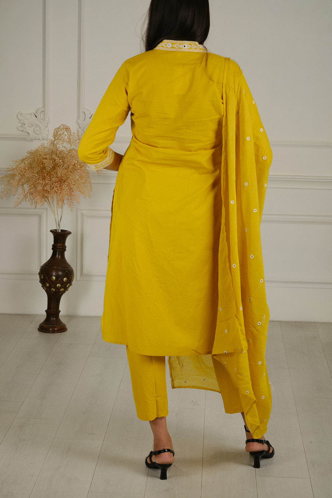 Yellow Mull Cotton Kurta Set