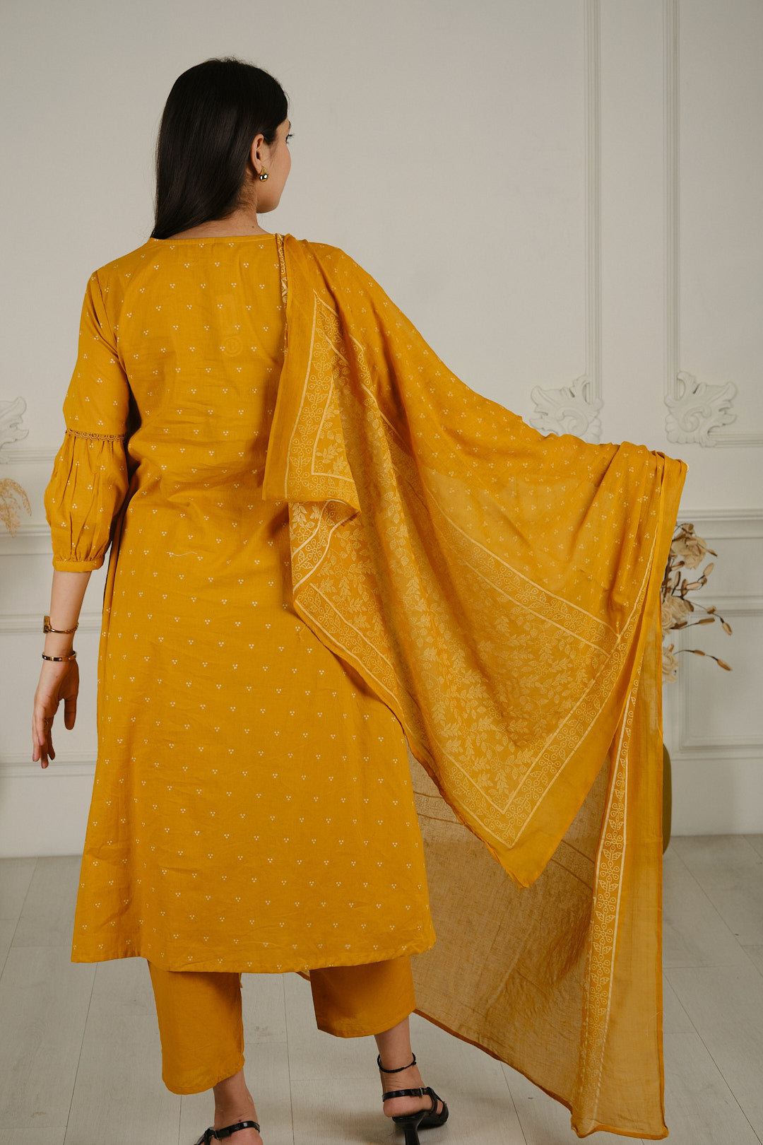 Mustard Yellow Cotton Kurta Set
