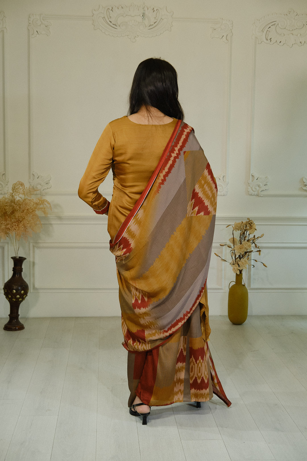 Mustard Dola Silk Kurta Set