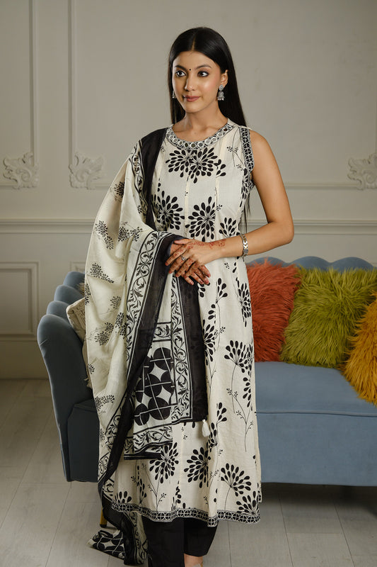 Cotton Sleeveless Kurta Set