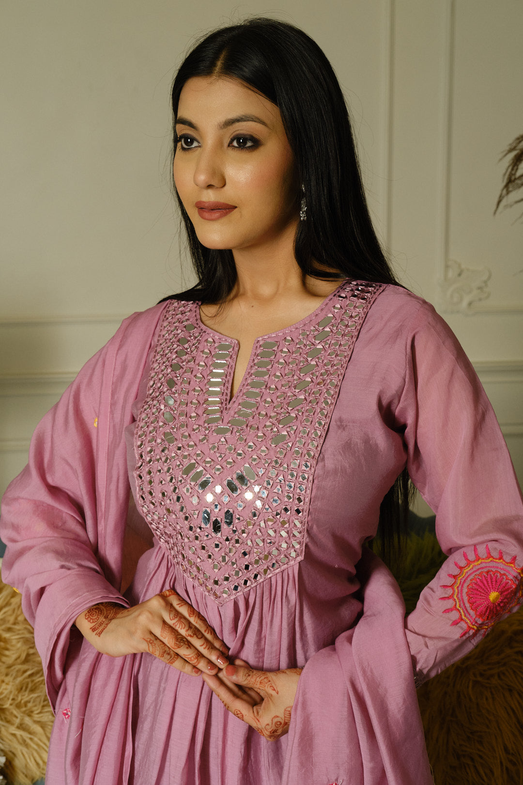 Pink Mull Cotton Kurta Set