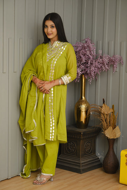 Light Green Cotton Kurta Set