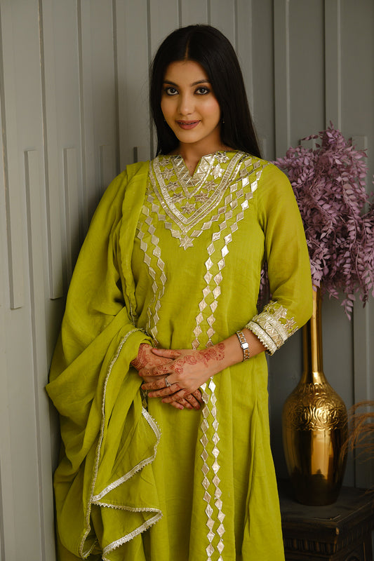Light Green Cotton Kurta Set
