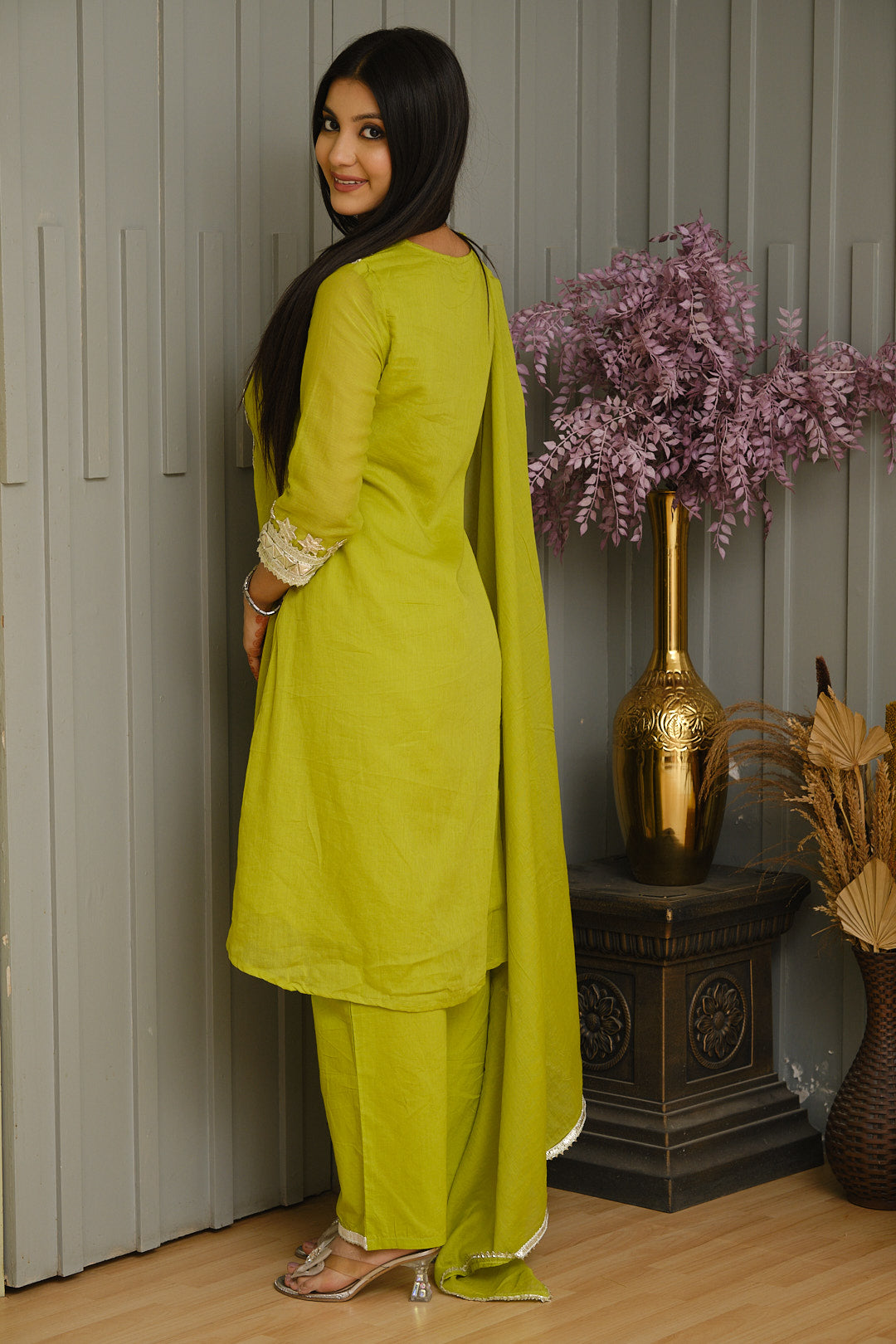Light Green Cotton Kurta Set