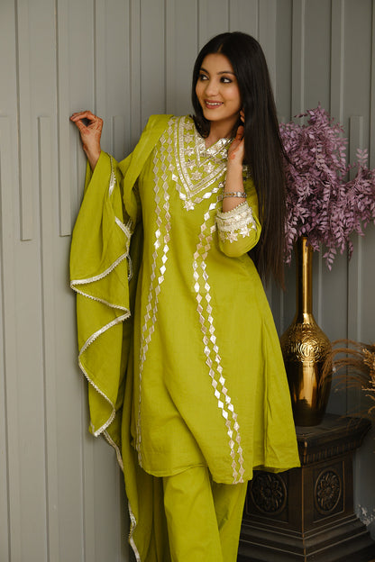 Light Green Cotton Kurta Set