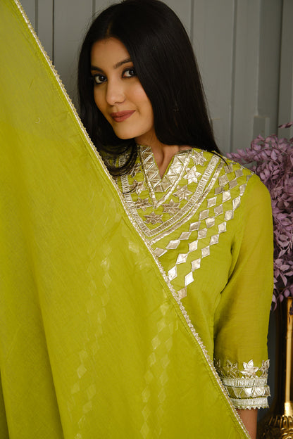 Light Green Cotton Kurta Set