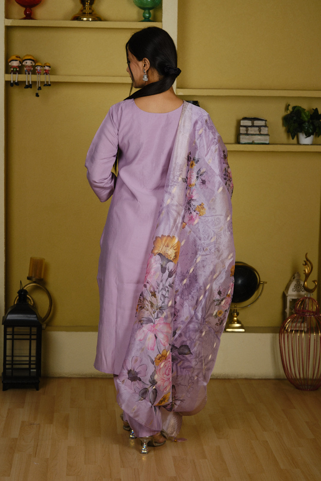 Lavender Roman Silk Kurta Set