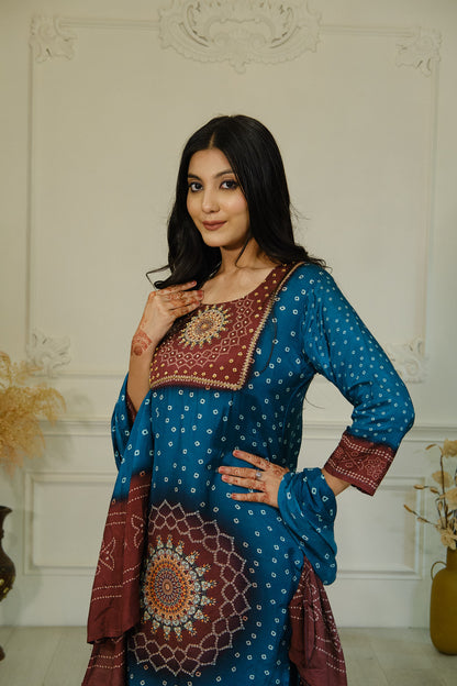 Blue Pure Muslin Kurta Set