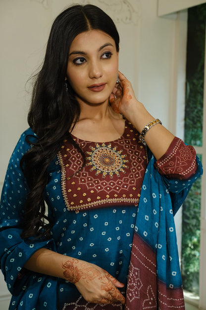 Blue Pure Muslin Kurta Set