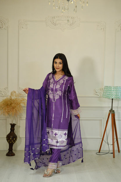 Purple Silk Kurta Set