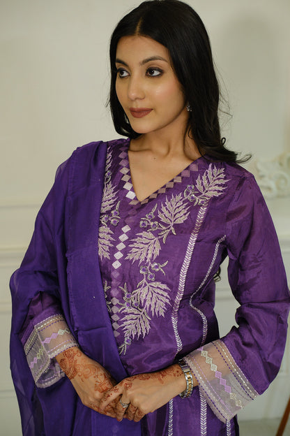 Purple Silk Kurta Set