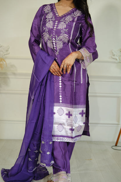 Purple Silk Kurta Set