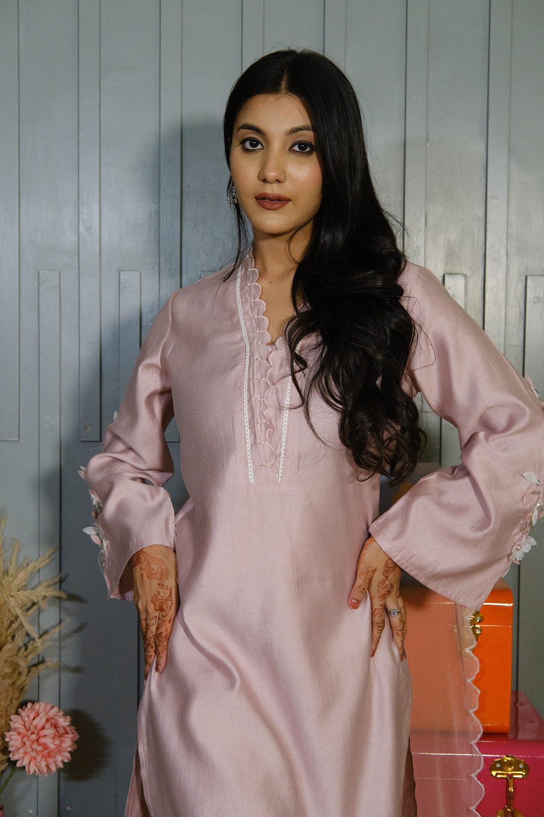 Light Pink Cotton Silk Kurta Set