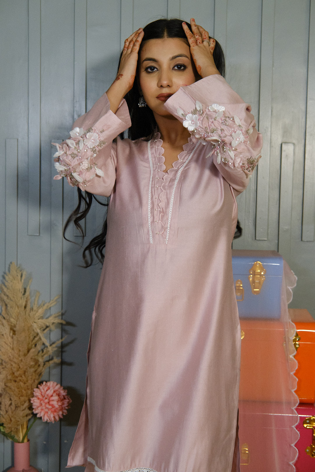 Light Pink Cotton Silk Kurta Set