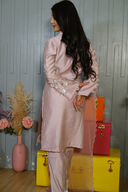 Light Pink Cotton Silk Kurta Set