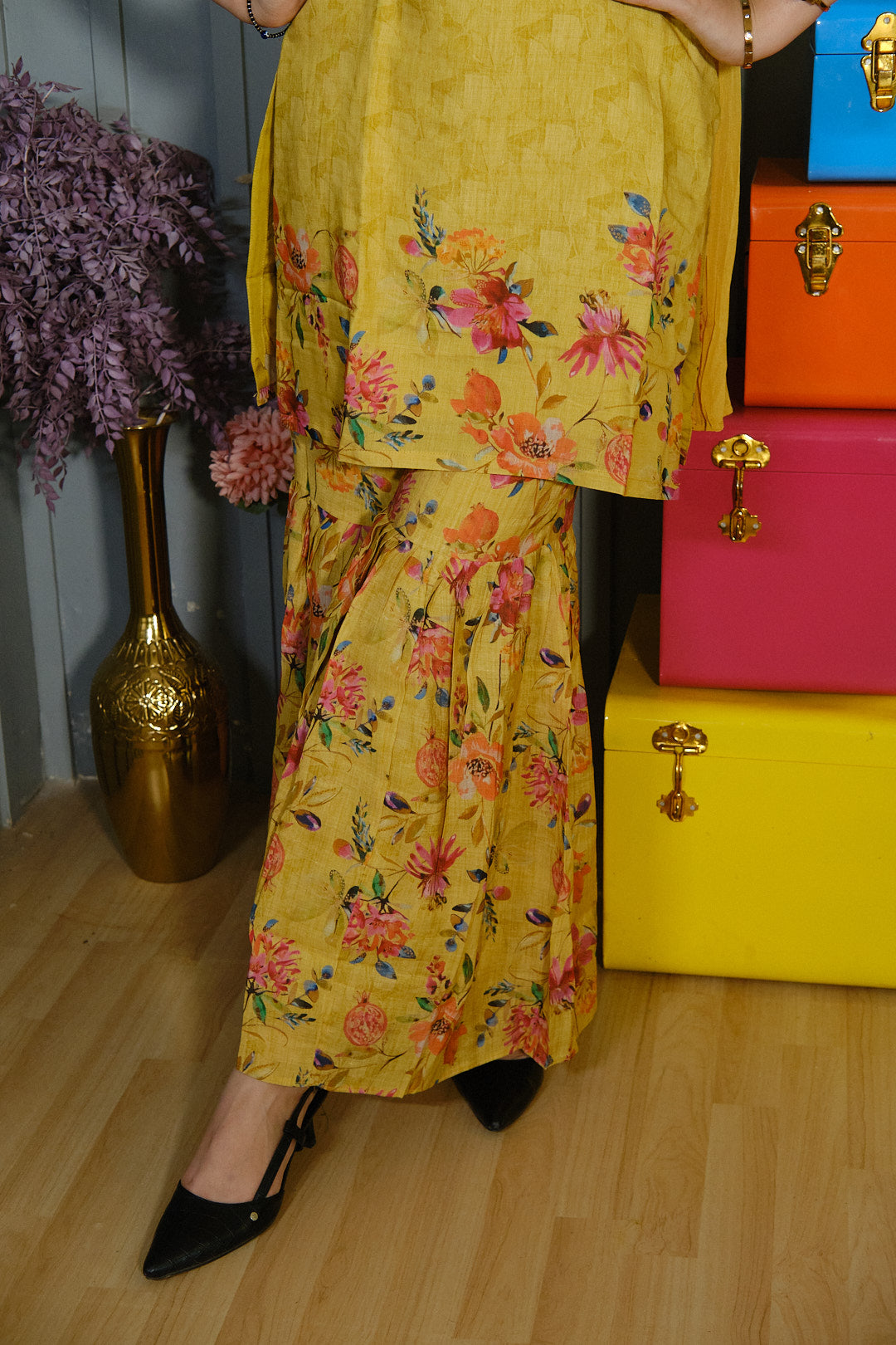 Yellow Pure Cotton Sharara Set