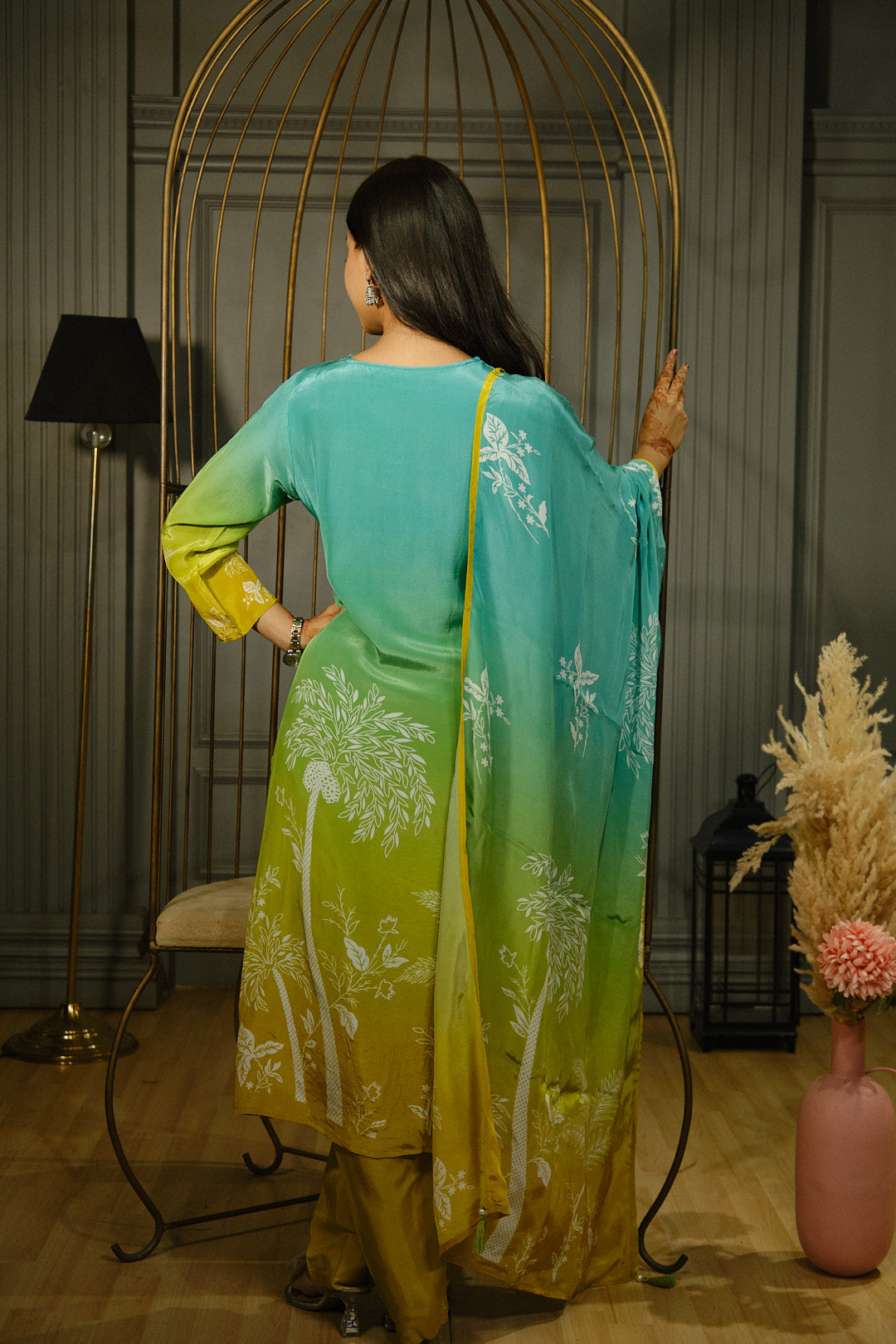 Green Pure Crepe Kurta Set